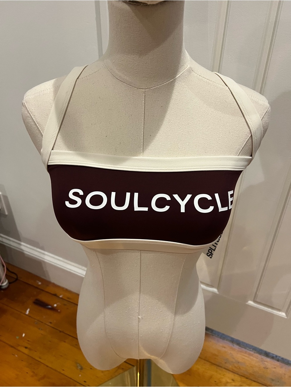 Splits59 Maroon and Cream SoulCycle Bandeau Sports Bra